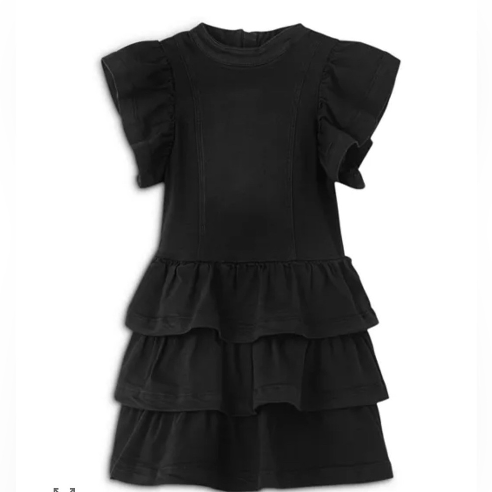 Habitual Paeton Black Denim Tiered Ruffle Dress Stretch Drop Waist Girls 12